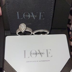 Vera Wang Pear Shaped Wedding Set with Blue  Sapphire .